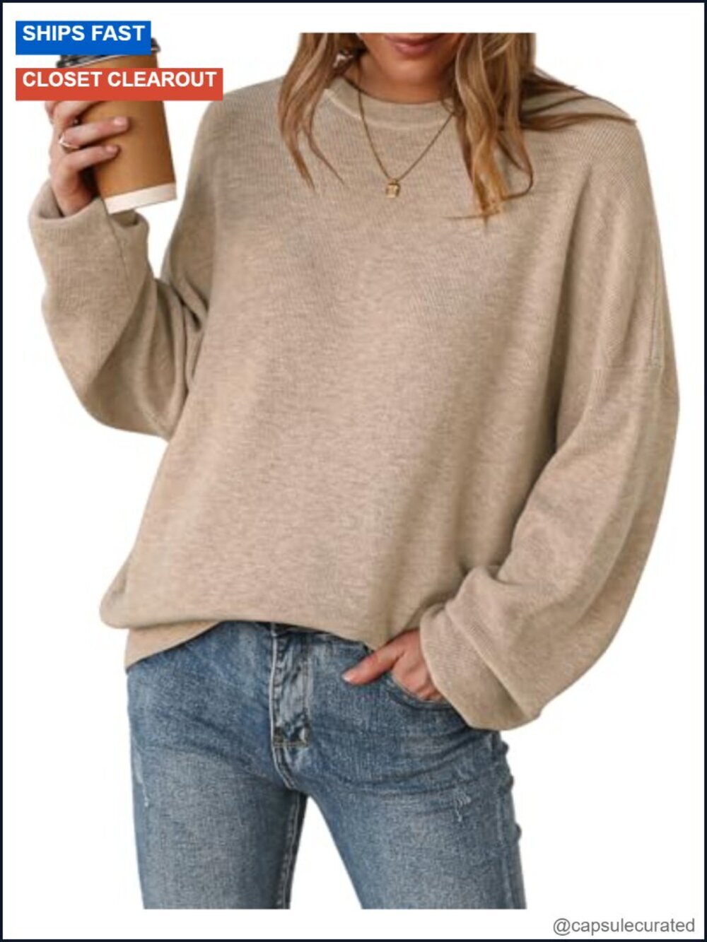 Wool Blend Oversized Crewneck Pullover Sweater Casual Fall Winter